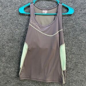 Salomon Womens Active Tank Top Mauve Purple Mint Green Mesh Racerback Size Large